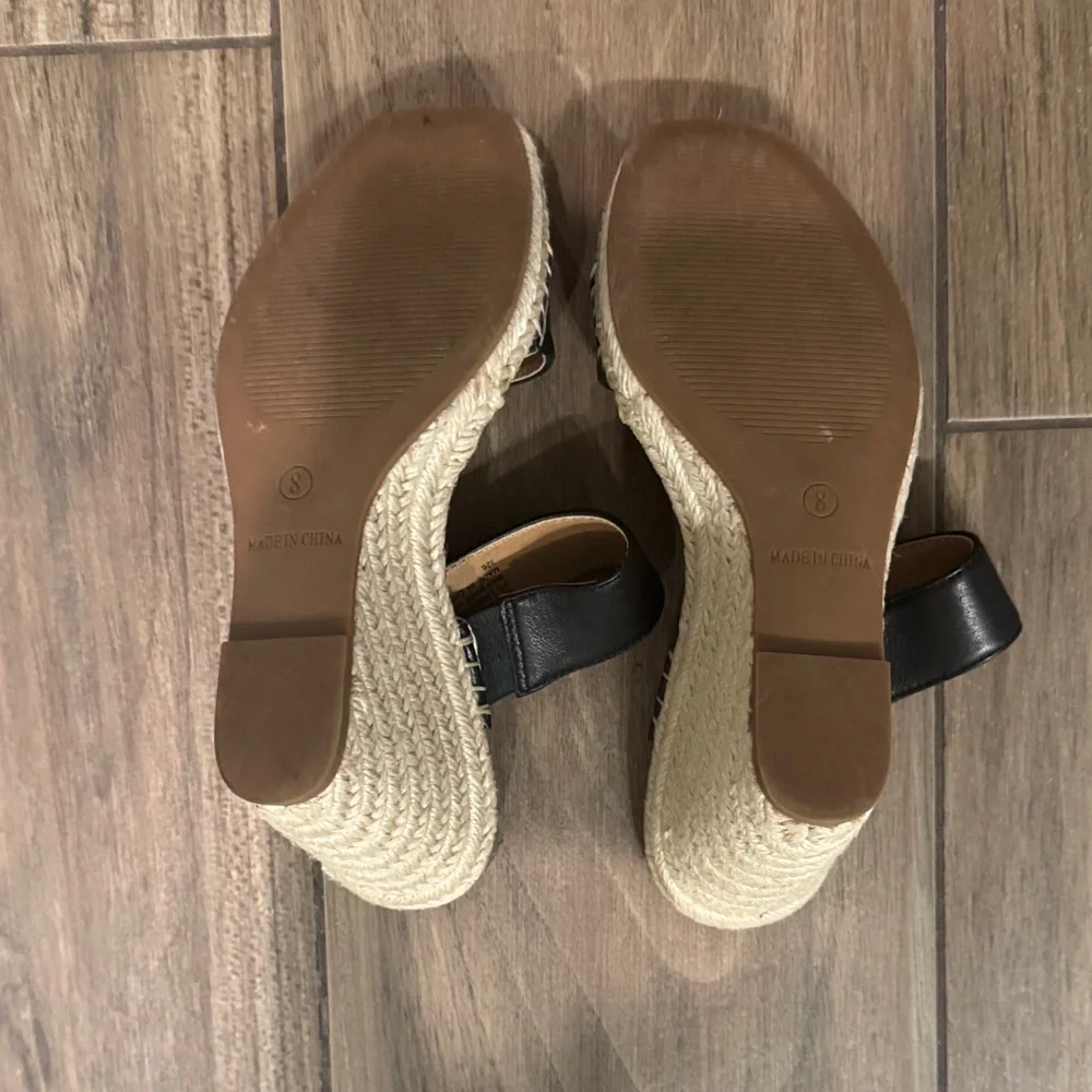Steve Madden Black and Tan Espadrille Sandals